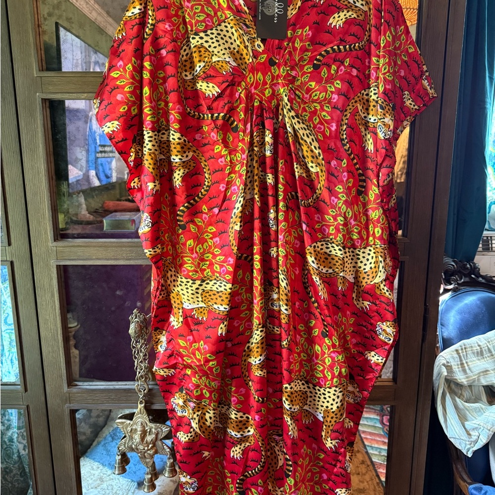Red Leopard Print Kaftan